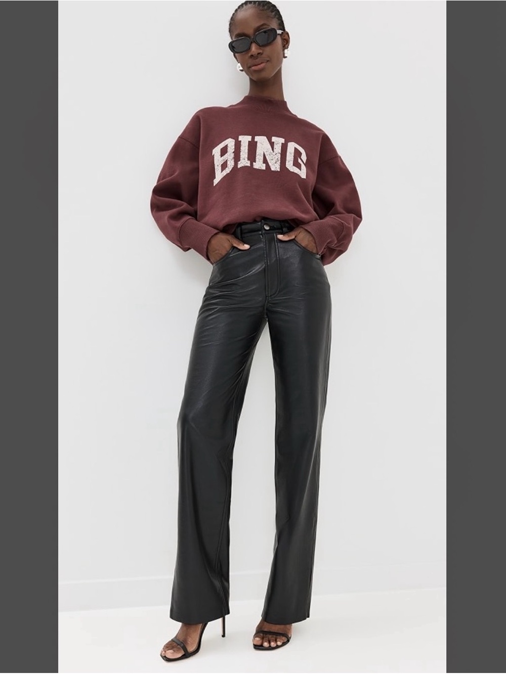 Anine Bing Black Leather (Vegan) Pants M-L